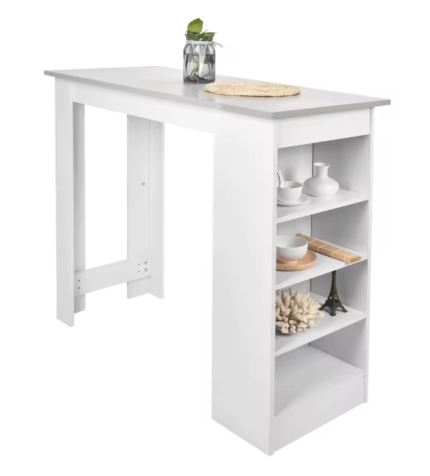 Multifunctionele bartafel met opbergruimte en legplanken