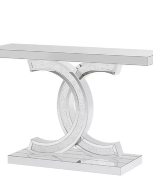 Gouden consoletafel met marmerlook blad en metalen frame