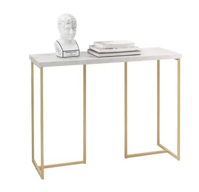 Consoletafel Goud & Marmerlook – Smal Design, 100×36×75 cm