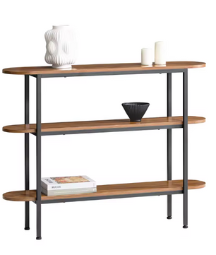 Industriële Consoletafel met 3 Open Vakken – Hout & Metaal, 110 cm