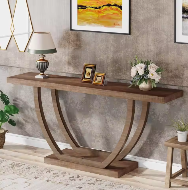 Industriële consoletafel 160×30 cm – rustiek met 2 niveaus