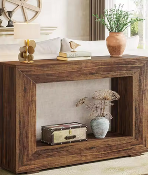 Luxe Rechthoekige Consoletafel – Uniek Design Vintage Hout