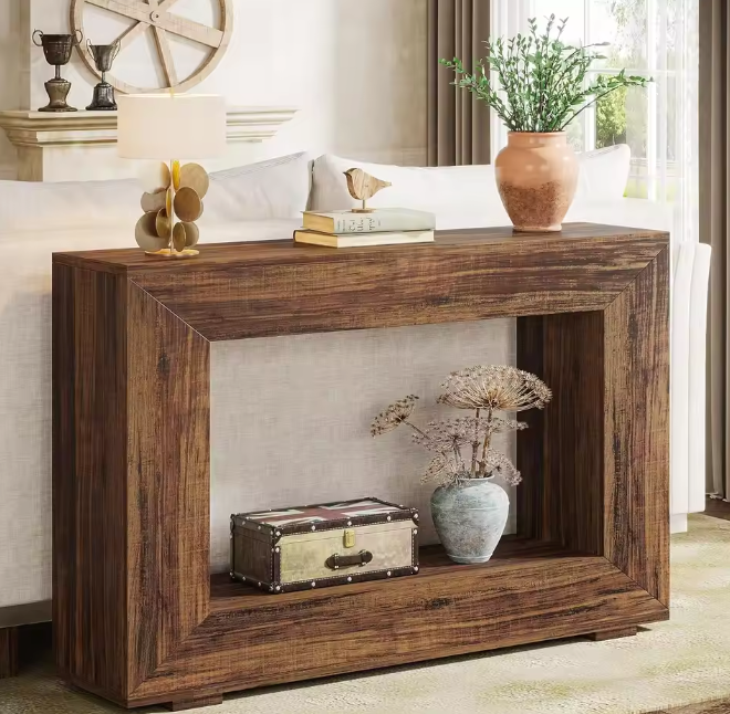 Luxe Rechthoekige Consoletafel – Uniek Design Vintage Hout