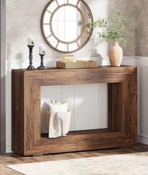 Luxe Rechthoekige Consoletafel – Uniek Design Vintage Hout