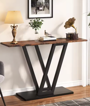 Industriële Haltafel 110cm – smal met V-frame & opbergruimte