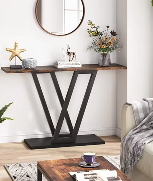 Industriële Haltafel 110cm – smal met V-frame & opbergruimte