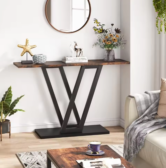 Industriële haltafel 110 cm – smal met V-frame & opbergruimte
