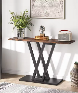 Industriële Haltafel 110cm – smal met V-frame & opbergruimte