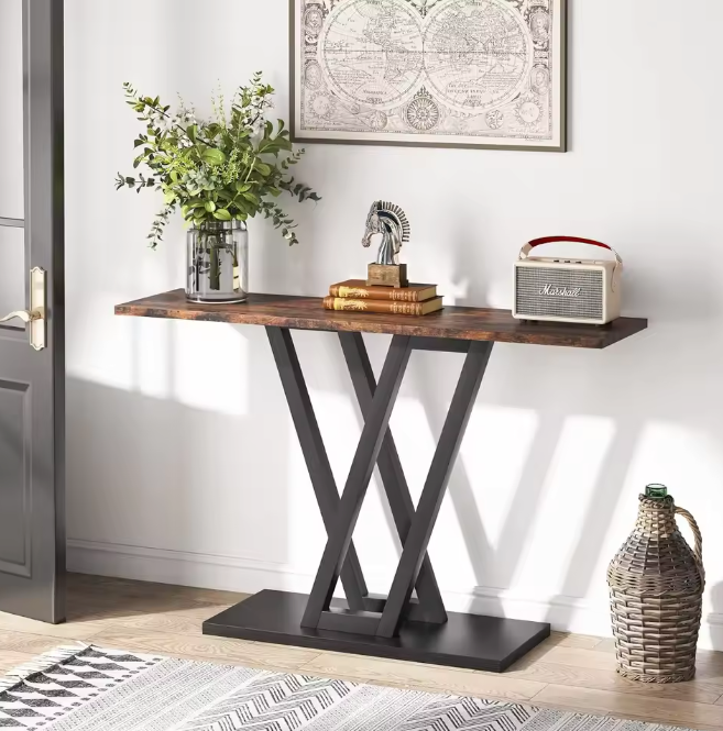 Industriële Haltafel 110cm – smal met V-frame & opbergruimte