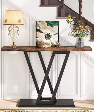 Industriële Haltafel 110cm – smal met V-frame & opbergruimte