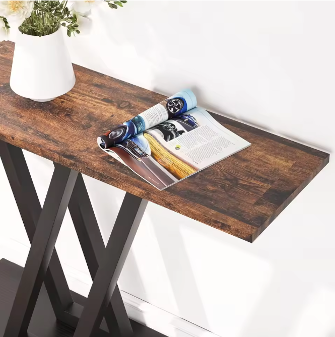 Industriële Haltafel 110cm – smal met V-frame & opbergruimte