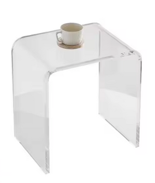 Transparante acryl bijzettafel – U-vormig, 46 cm hoog