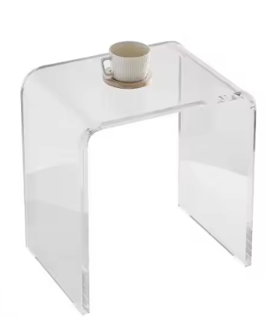 Transparante acryl bijzettafel – U-vormig, 46 cm hoog