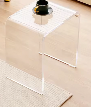 Transparante acryl bijzettafel – U-vormig, 46 cm hoog