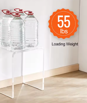 Transparante acryl bijzettafel – U-vormig, 46 cm hoog