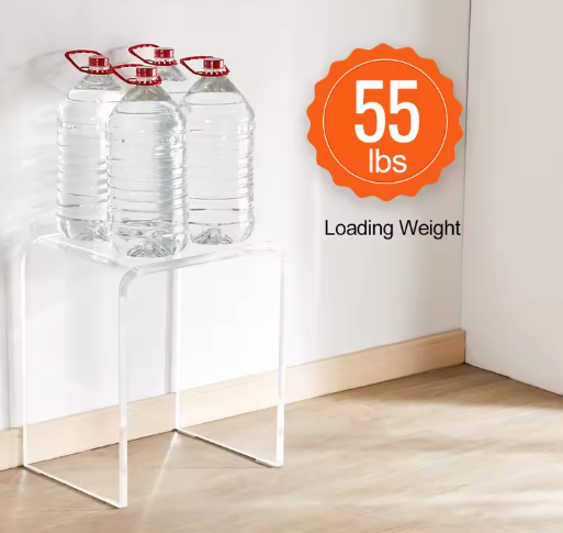 Transparante acryl bijzettafel – U-vormig, 46 cm hoog