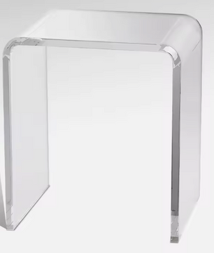 Transparante acryl bijzettafel – U-vormig, 46 cm hoog