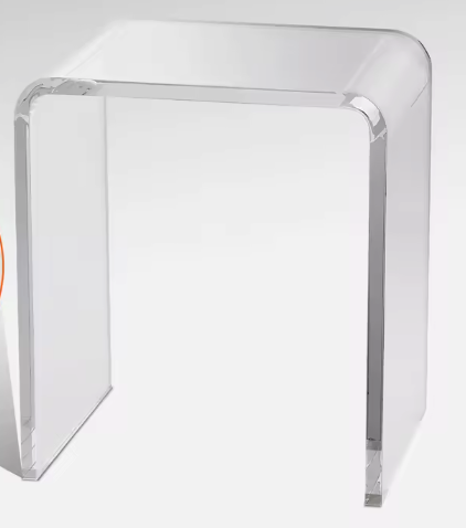 Transparante acryl bijzettafel – U-vormig, 46 cm hoog