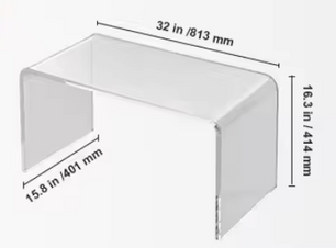 Transparante acryl bijzettafel – U-vormig, 46 cm hoog