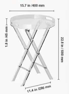 Transparante acryl bijzettafel – U-vormig, 46 cm hoog