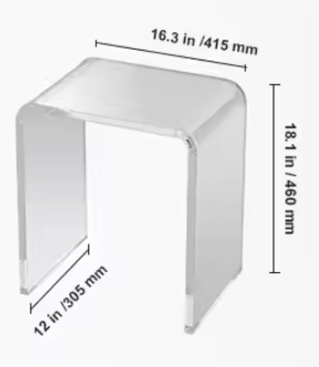 Transparante acryl bijzettafel – U-vormig, 46 cm hoog