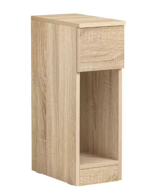 Smal nachtkastje met lade en open vak – 60 cm hoog