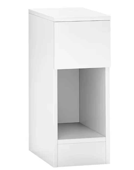 Witte Bijzettafel / Nachtkastje met Lade en Open Vak – Moderne Bijzettafel Wit