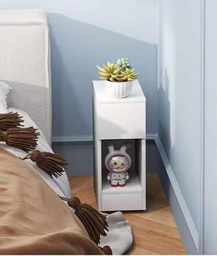 Witte Bijzettafel / Nachtkastje met Lade en Open Vak – Moderne Bijzettafel Wit