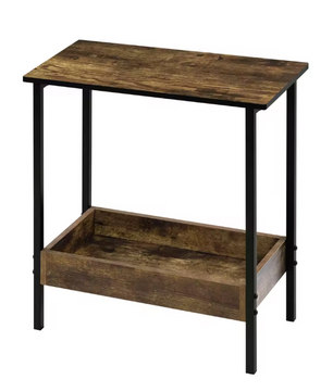 Bijzettafel met 2 planken – Eiken Hout Look en Zwart Metaal