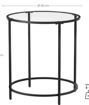 Ronde Bijzettafel van Gehard Glas – Modern & Robuust, Ø 50 cm