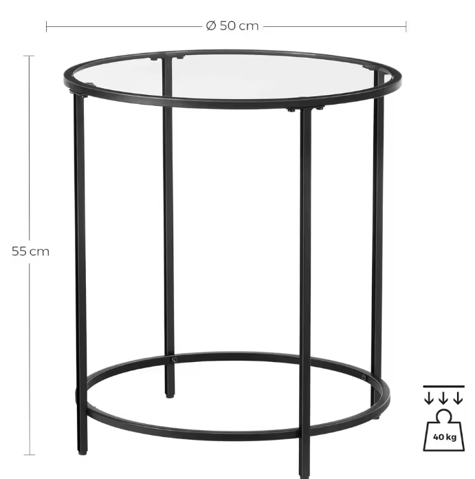 Ronde Bijzettafel van Gehard Glas – Modern & Robuust, Ø 50 cm