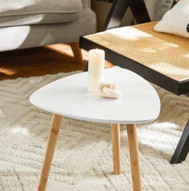 Set van 2 Bijzettafels met Planken – Lichtgrijs & Bamboe, Modern en Functioneel