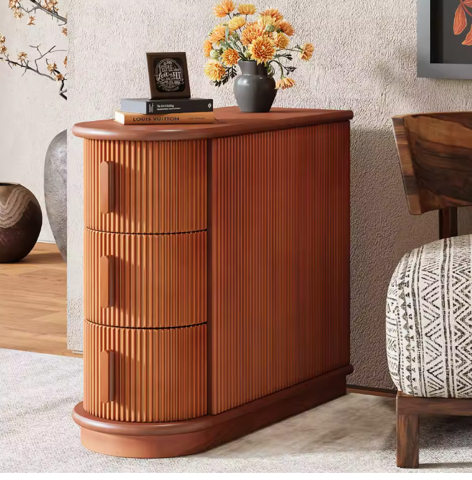 Massief Houten Bijzettafel met 3 Lades – Smal & Volledig Gemonteerd