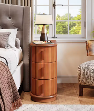 Massief Houten Bijzettafel met 3 Lades – Smal & Volledig Gemonteerd