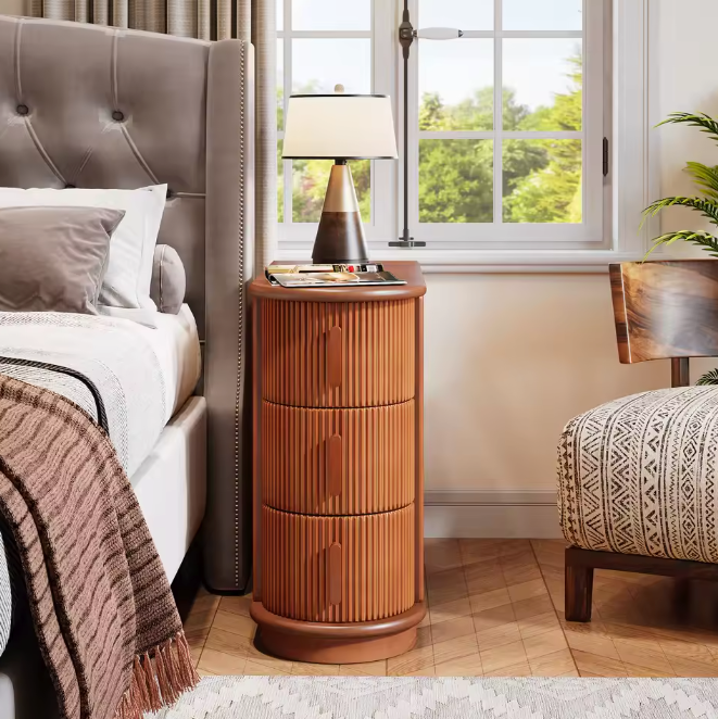 Massief Houten Bijzettafel met 3 Lades – Smal & Volledig Gemonteerd