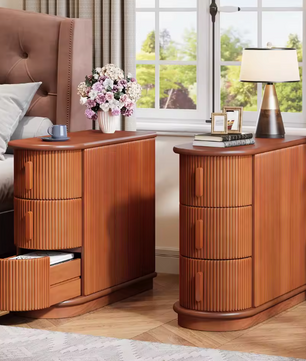Massief Houten Bijzettafel met 3 Lades – Smal & Volledig Gemonteerd