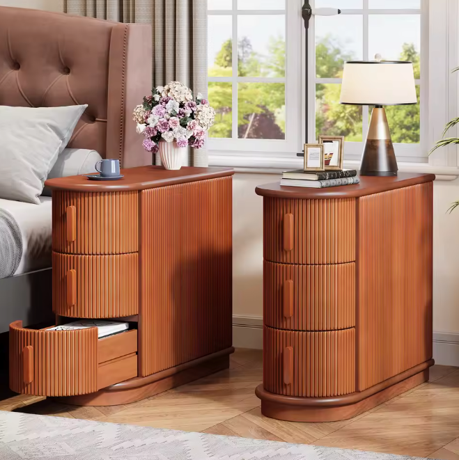 Massief Houten Bijzettafel met 3 Lades – Smal & Volledig Gemonteerd