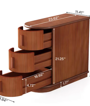 Massief Houten Bijzettafel met 3 Lades – Smal & Volledig Gemonteerd
