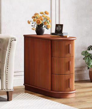 Massief Houten Bijzettafel met 3 Lades – Smal & Volledig Gemonteerd