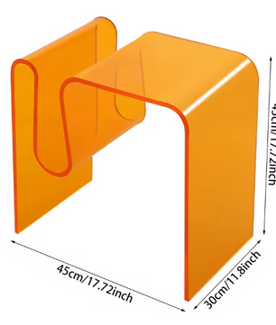 Transparante Acryl Bijzettafel – M-Vormig & Oranje Design