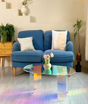 Iriserende Acryl Salontafel – Ovaal Design met 4 Poten