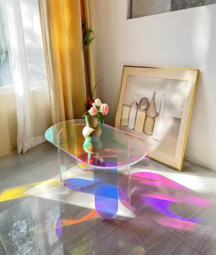 Iriserende Acryl Salontafel – Ovaal Design met 4 Poten