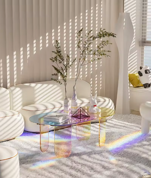 Iriserende Acryl Salontafel – Ovaal Design met 4 Poten