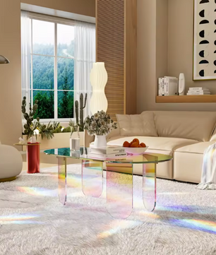 Iriserende Acryl Salontafel – Ovaal Design met 4 Poten