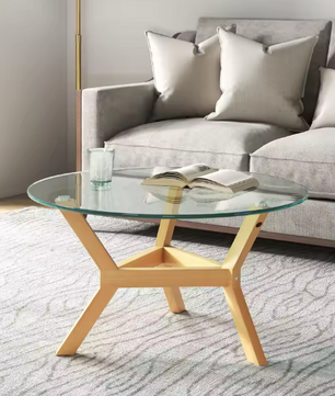 Ronde salontafel van glas – Ø80 cm met verstelbare poten