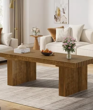 Rechthoekige salontafel 120 cm – bruin MDF met stevig frame