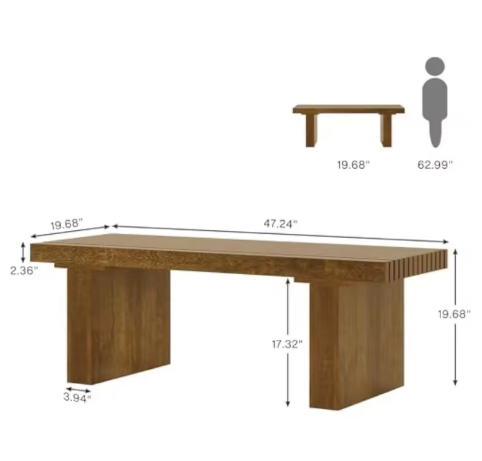 Rechthoekige salontafel 120 cm – bruin MDF met stevig frame