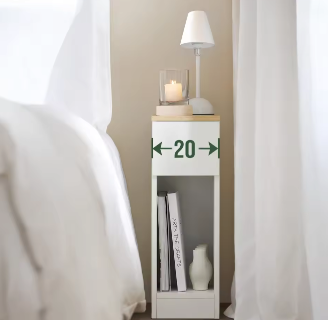 Set van 2 Smalle Nachtkastjes met Lade – Bijzettafels voor Bed of Bank, Modern en Ruimtebesparend