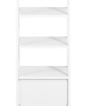Wit Hoog Nachtkastje met Lade en 4 Planken – MDF, Modern & Multifunctioneel