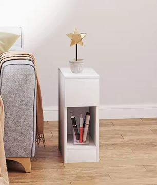 Wit Nachtkastje met Lade & Open Vakken – Modern & Compact